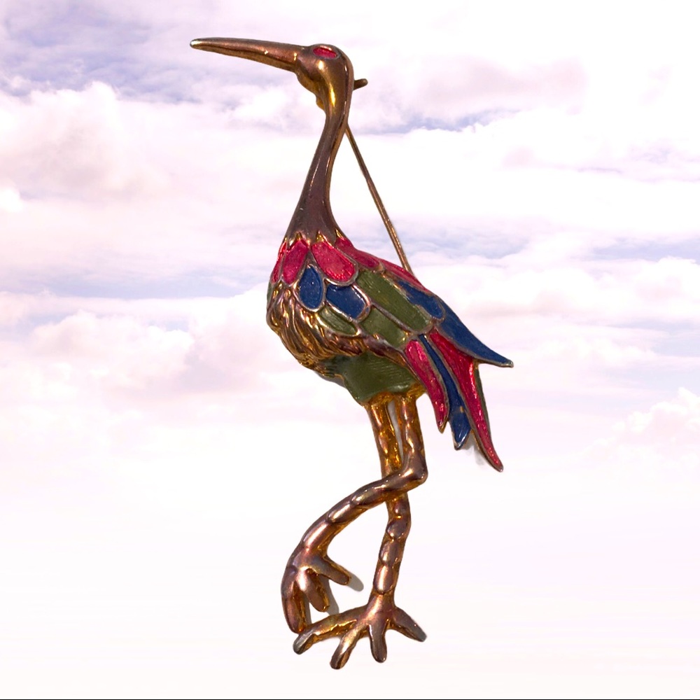 Stork or Ibis Brooch Pin